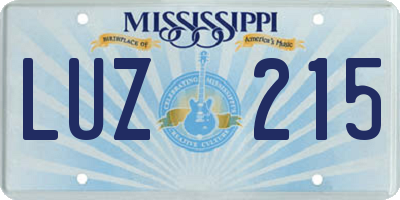 MS license plate LUZ215