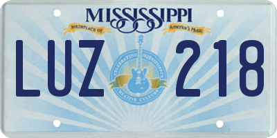 MS license plate LUZ218