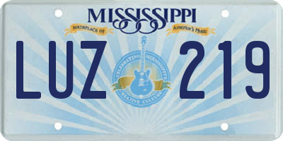 MS license plate LUZ219