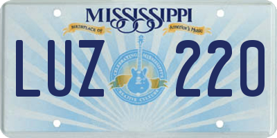 MS license plate LUZ220