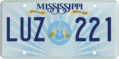 MS license plate LUZ221