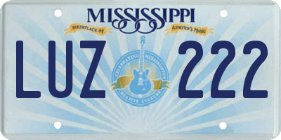 MS license plate LUZ222