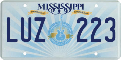 MS license plate LUZ223