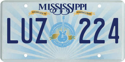 MS license plate LUZ224