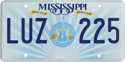 MS license plate LUZ225