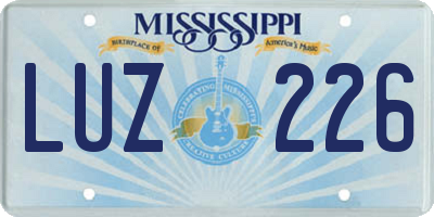 MS license plate LUZ226