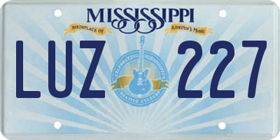 MS license plate LUZ227