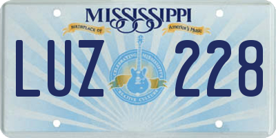 MS license plate LUZ228