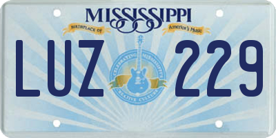 MS license plate LUZ229