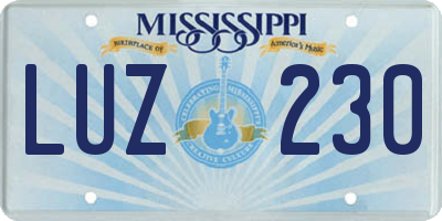 MS license plate LUZ230
