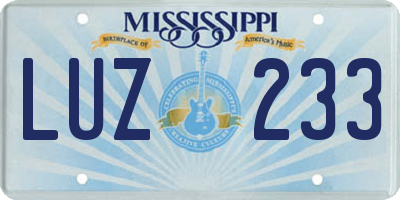 MS license plate LUZ233