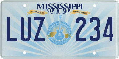 MS license plate LUZ234