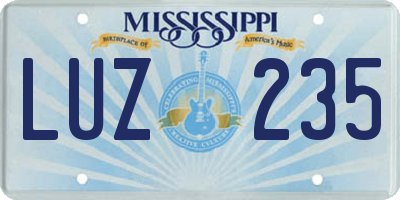 MS license plate LUZ235