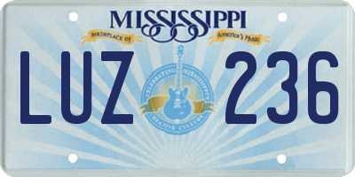 MS license plate LUZ236
