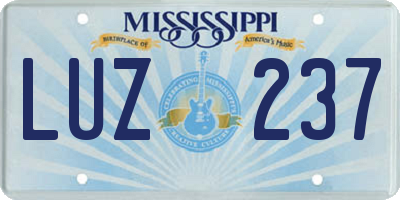 MS license plate LUZ237