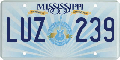 MS license plate LUZ239