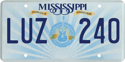 MS license plate LUZ240