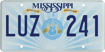 MS license plate LUZ241