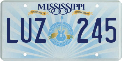 MS license plate LUZ245