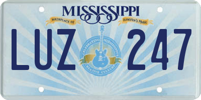 MS license plate LUZ247