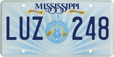 MS license plate LUZ248
