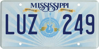 MS license plate LUZ249
