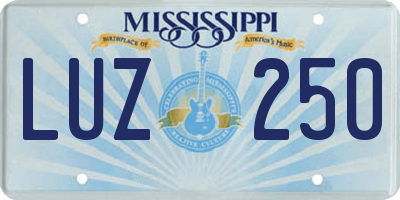 MS license plate LUZ250