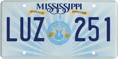 MS license plate LUZ251