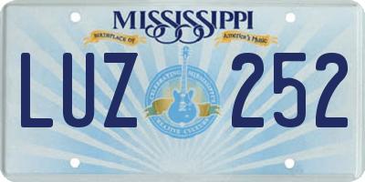 MS license plate LUZ252