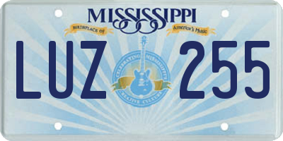 MS license plate LUZ255