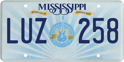 MS license plate LUZ258