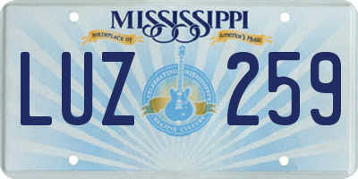MS license plate LUZ259