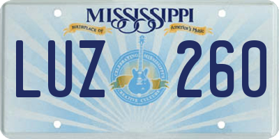 MS license plate LUZ260