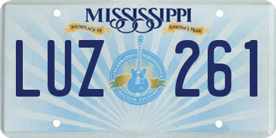 MS license plate LUZ261