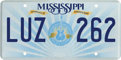 MS license plate LUZ262
