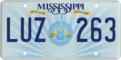 MS license plate LUZ263