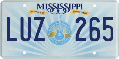 MS license plate LUZ265