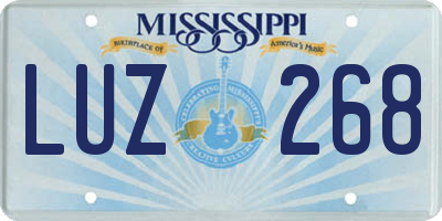 MS license plate LUZ268