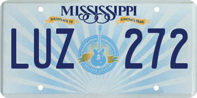 MS license plate LUZ272