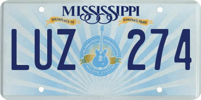 MS license plate LUZ274