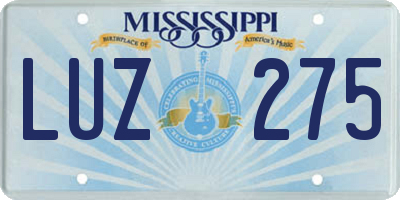 MS license plate LUZ275