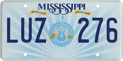 MS license plate LUZ276