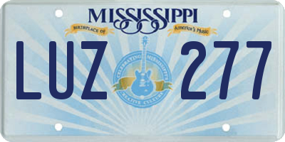 MS license plate LUZ277