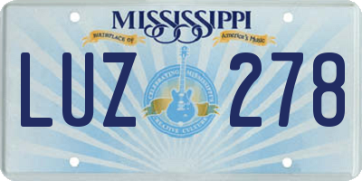MS license plate LUZ278