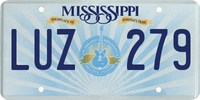 MS license plate LUZ279
