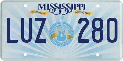 MS license plate LUZ280