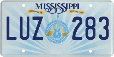 MS license plate LUZ283