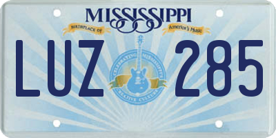 MS license plate LUZ285