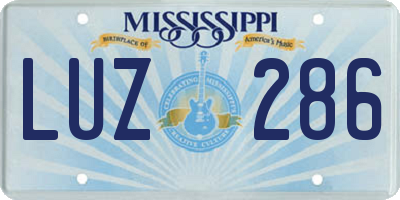 MS license plate LUZ286