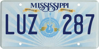 MS license plate LUZ287